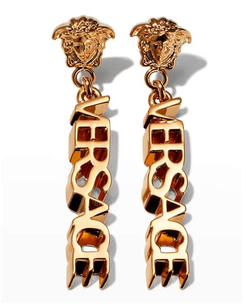 versace medusa chain drop earrings|versace medusa stud earrings.